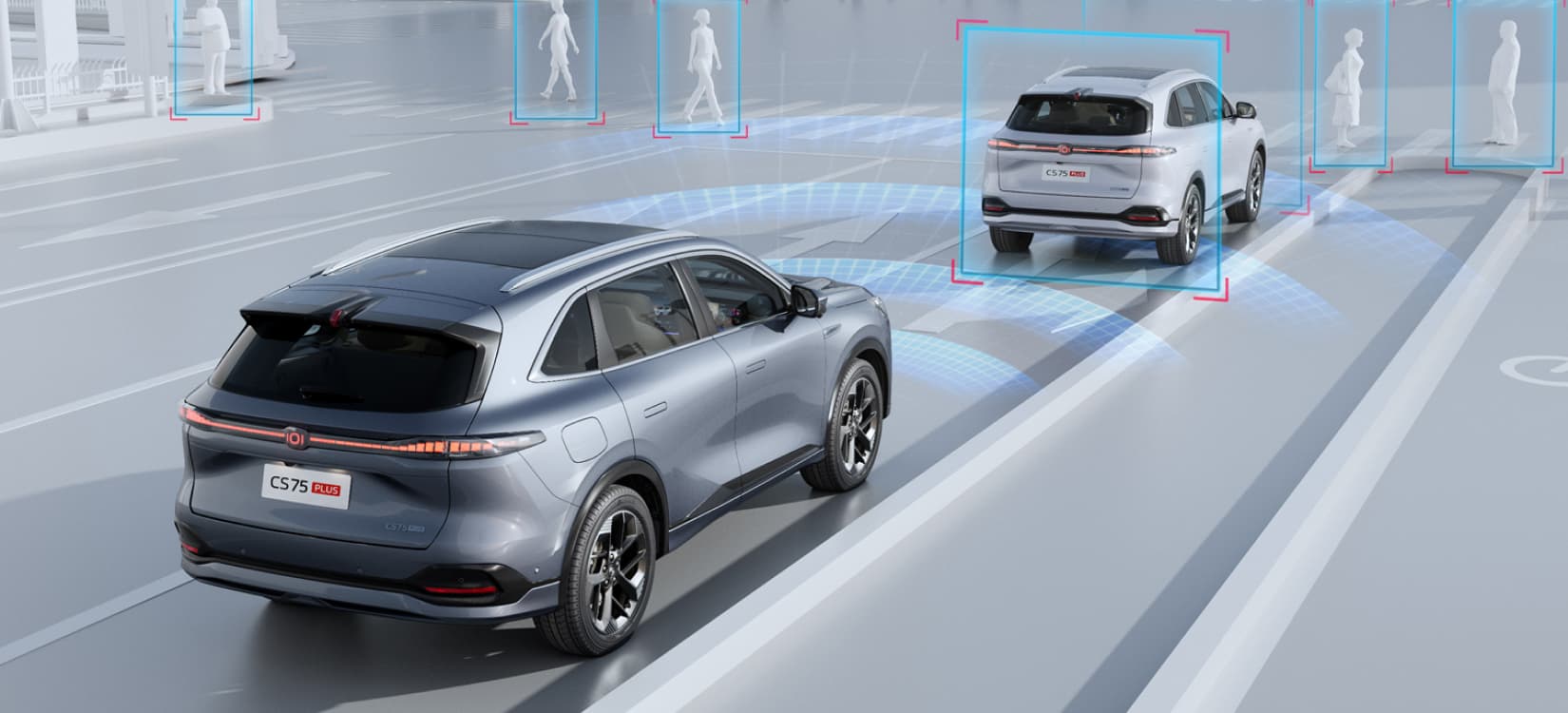 Alerta de colision frontal FCW, frenado de emergencia autonomo con deteccion de peatones AEB-P y con deteccion de ciclistas AEB-C.